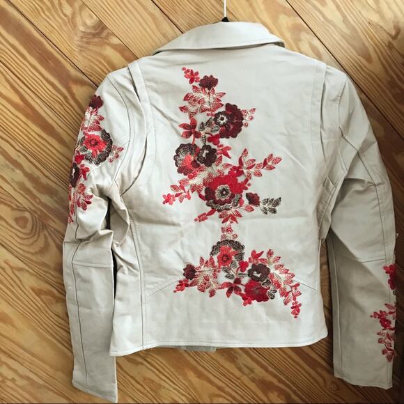 Blank NYC Floral Embroidered Moto Jacket X Small - Picture 7 of 10